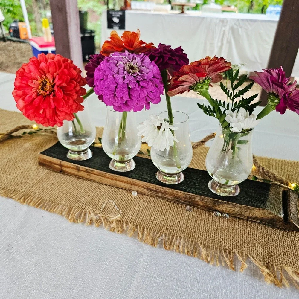 Glencairn Whiskey Flight Reclaimed Barrel Stave Bud Vase Wedding Centerpiece Set